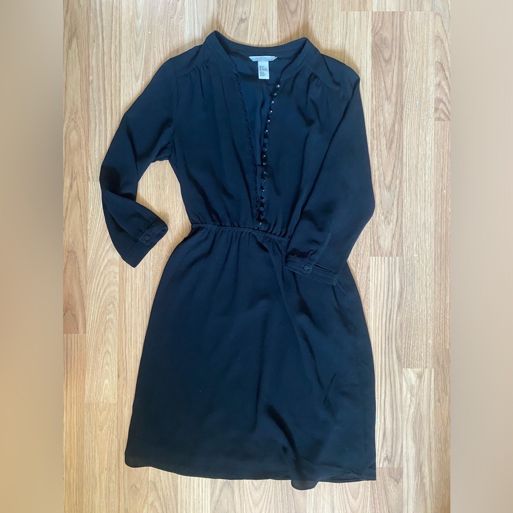 H&M black 3/4 sleeve black mini dress